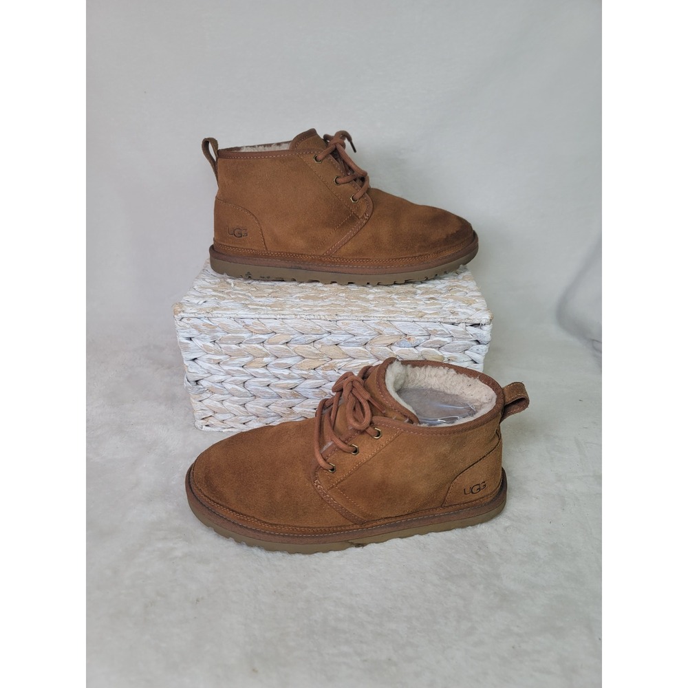 UGG Neumel Chestnut Suede Lace Up Chukka Ankle Boots Granola Apres Ski Cozy Luxe